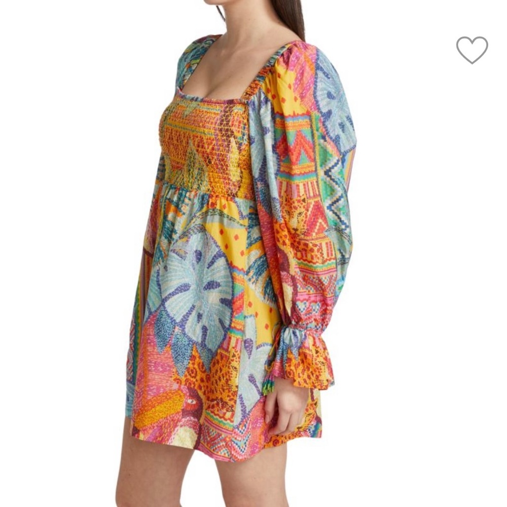 NWOT Farm Rio Summer Tapestry Smocked Minidress